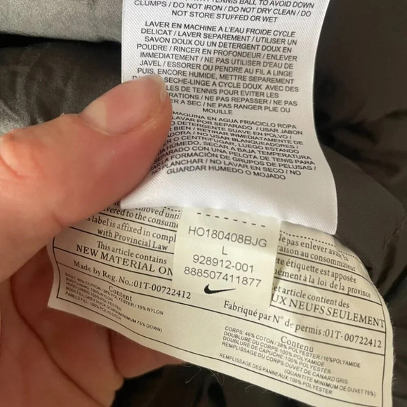 Nike Sportswear Tech Pack Down Fill Hooded Parka Jacket Coat Grey Green Sz Large - Picture 9 of 9